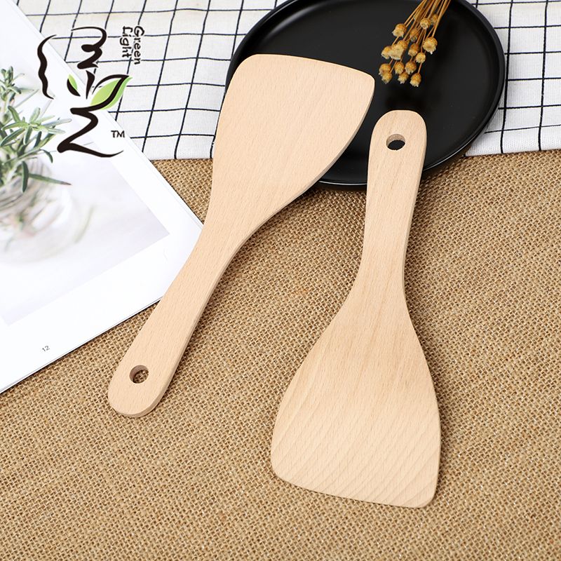 Beech wood 22*7.5CM wooden spatula, non-stick pan spatula, household non-stick pan spatula, wooden spoon, high-temperature resistant wooden cooking spatula details Picture