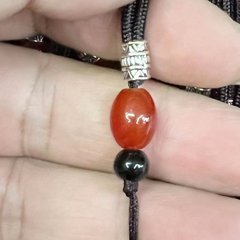 Imitación de ágata 8×12 tira de cuentas de arroz aleación de plata tibetana no ajustable tejido a mano collar cuerda colgante cordón