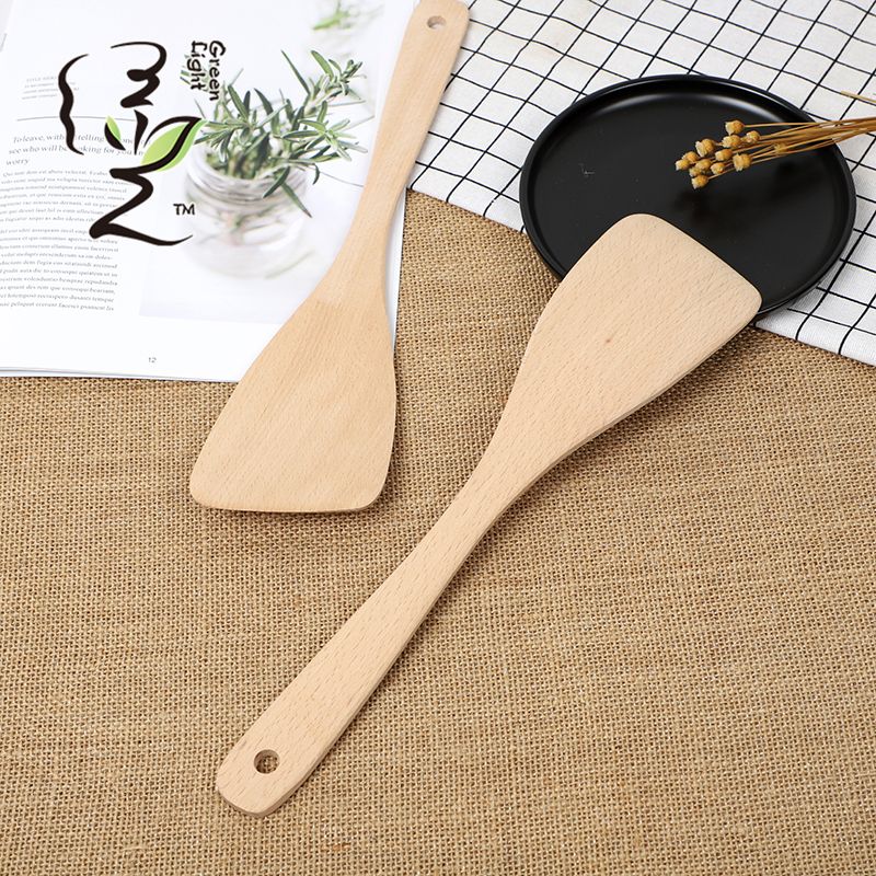 Beech wood 32*7.8CM wooden spatula, non-stick pan spatula, household non-stick pan spatula, wooden spoon, high-temperature resistant wooden cooking spatula details Picture