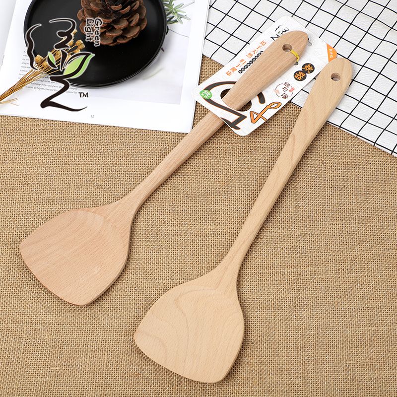 Beech wood spatula, non-stick pan spatula, household non-stick pan spatula, wooden spoon, high-temperature resistant wooden cooking spatula full figure