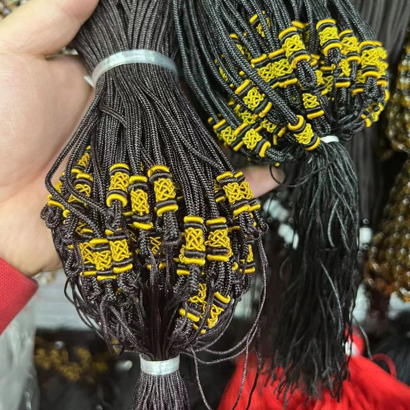 手工编织黄色花球双色线圈不可调节红绳黑绳咖啡绳项链绳