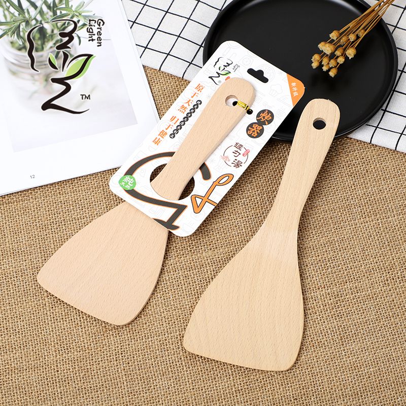 Beech wood 22*7.5CM wooden spatula, non-stick pan spatula, household non-stick pan spatula, wooden spoon, high-temperature resistant wooden cooking spatula full figure
