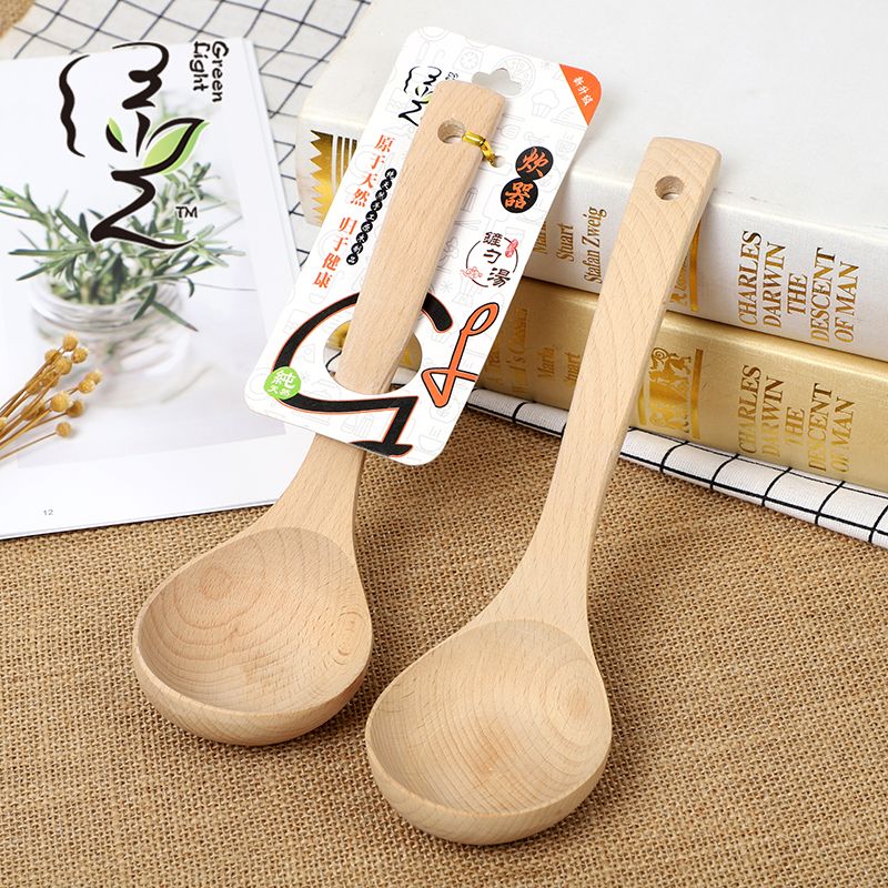 榉木中汤勺 勺 27*7.8CM 长柄汤勺 日式拉面勺 盛粥勺 家用汤勺