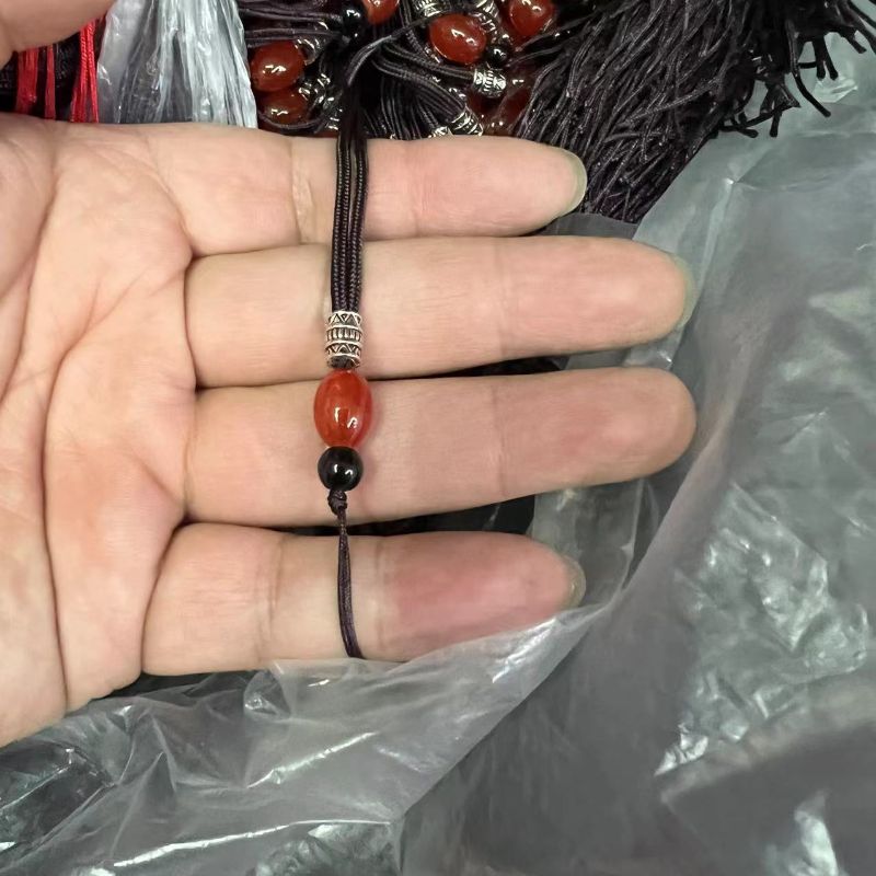 Imitation agate 8×12 rice bead bracelet, alloy hidden silver, non-adjustable hand-woven necklace rope, pendant, hanging rope Item Picture