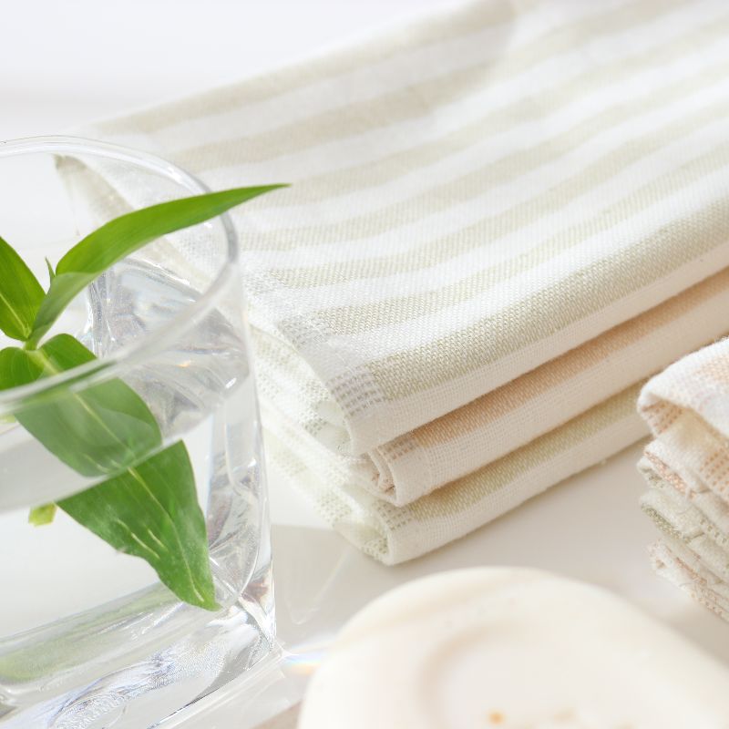 竹纤维彩棉条纹纱布童巾