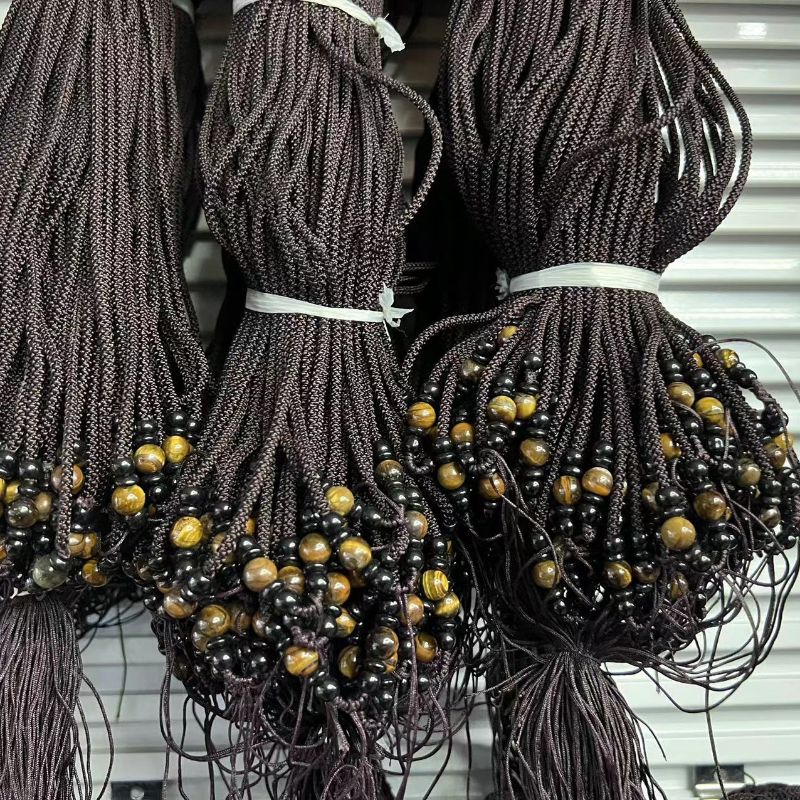 Natural 8 Cm Tiger Eye Stone Hand-Woven Longwen Rope Is Not Adjustable Sweater Lanyard Application Scenario
