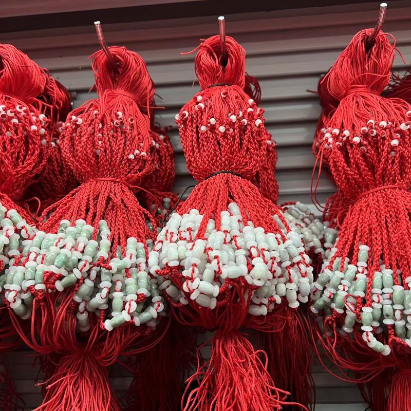 4 esmeralda A material cuentas de arroz más septos de vidrio tejido a mano cuerda roja collar cuerda details Picture