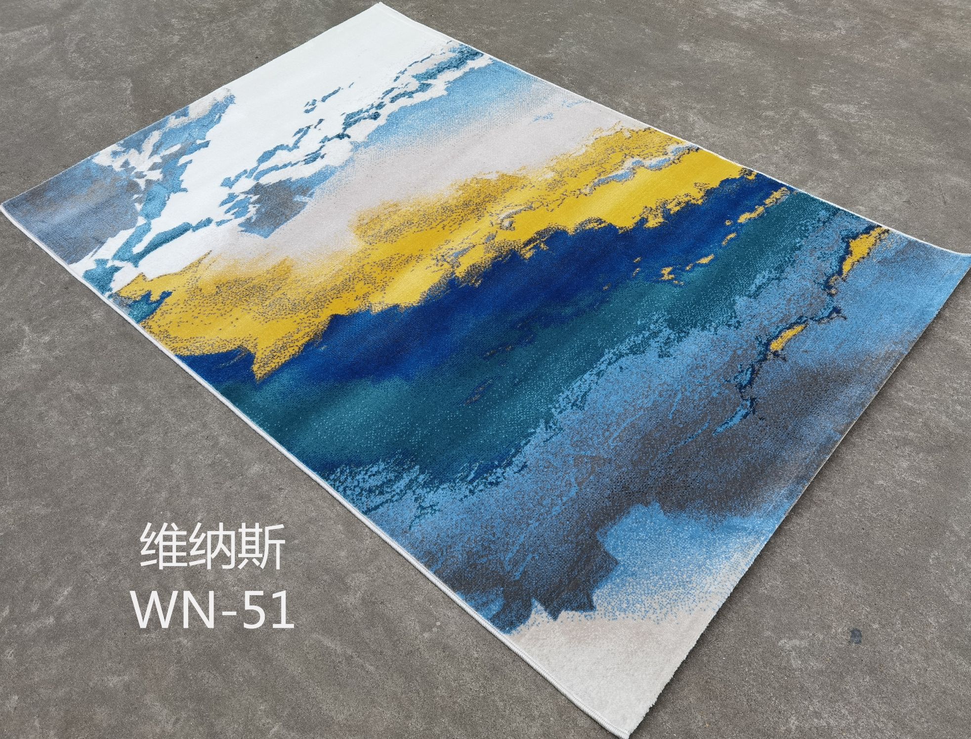 Nordic carpet, modern, simple and abstract blue, living room, coffee table, room, bedroom, bed end, household, thickened, denser and washable Application Scenario