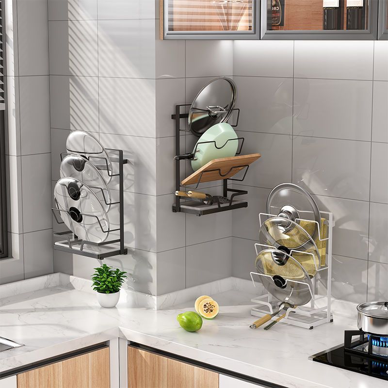 Perforation-free household sitting pot cover rack kitchen wall-mounted thumbnail