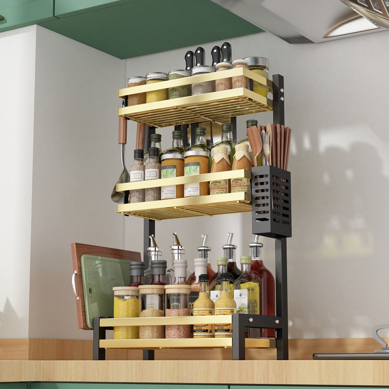 Black gold kitchen shelf countertop bottle box storage rack thumbnail