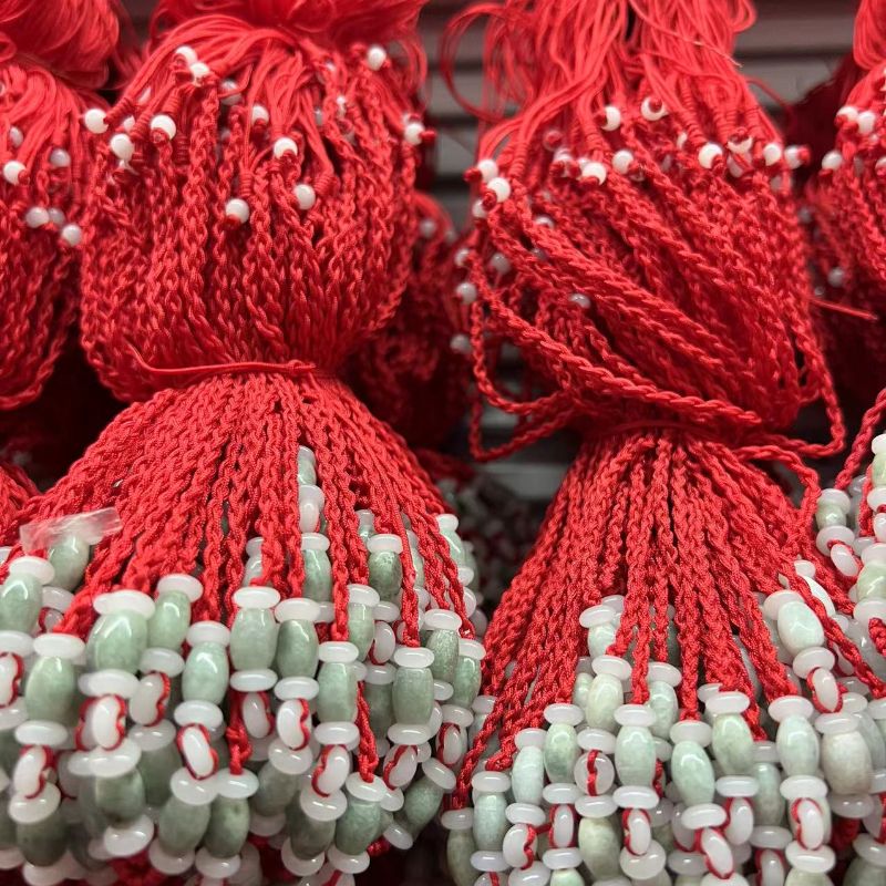 4 esmeralda A material cuentas de arroz más septos de vidrio tejido a mano cuerda roja collar cuerda Application Scenario