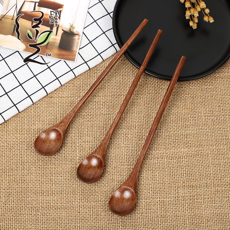 Old lacquer half round handle spoon 20*2.8cm coffee spoon hot pot seasoning spoon stirring rod small spoon  thumbnail