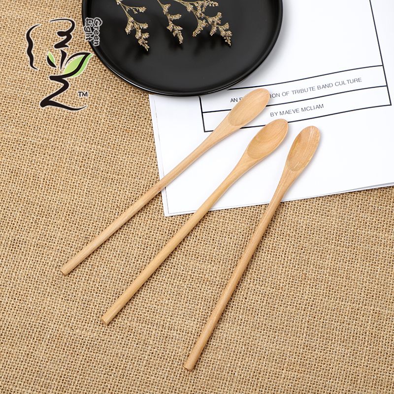 Old lacquer half round handle spoon 20*1.8cm coffee spoon hot pot seasoning spoon stirring rod small spoon