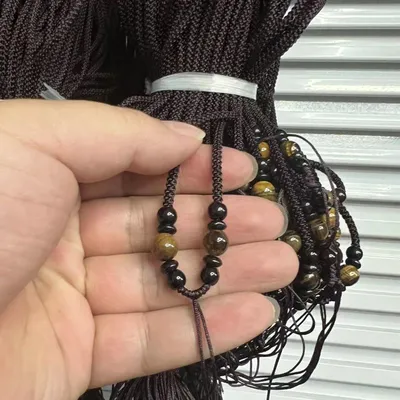 Natural 8 Cm Tiger Eye Stone Hand-Woven Longwen Rope Is Not Adjustable Sweater Lanyard