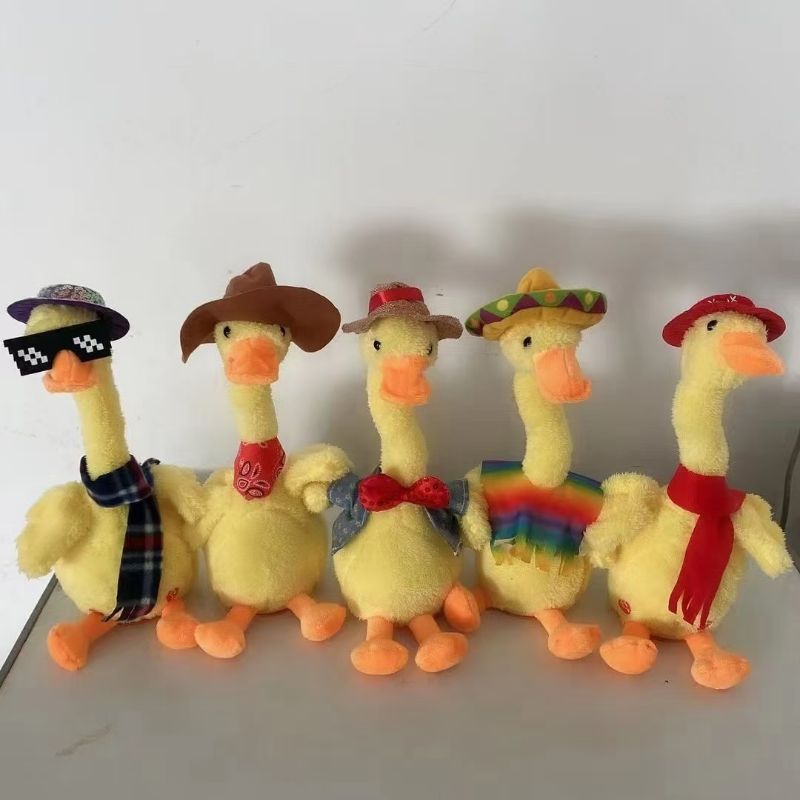 Cross-border dancing yellow duck sand sculpture wriggling electric stuffed animals learn to talk, sing and glow Item Picture