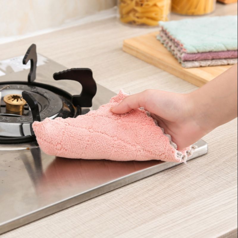 洗碗布厨房清洁双面双色强吸水抹布纤维材质洗碗巾干湿两用百洁布详情图3