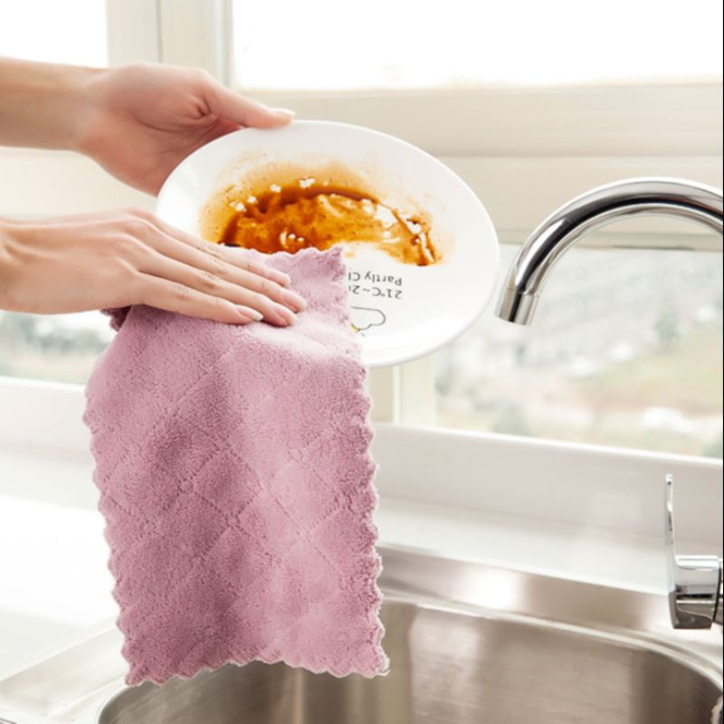 洗碗布厨房清洁双面双色强吸水抹布纤维材质洗碗巾干湿两用百洁布详情图2