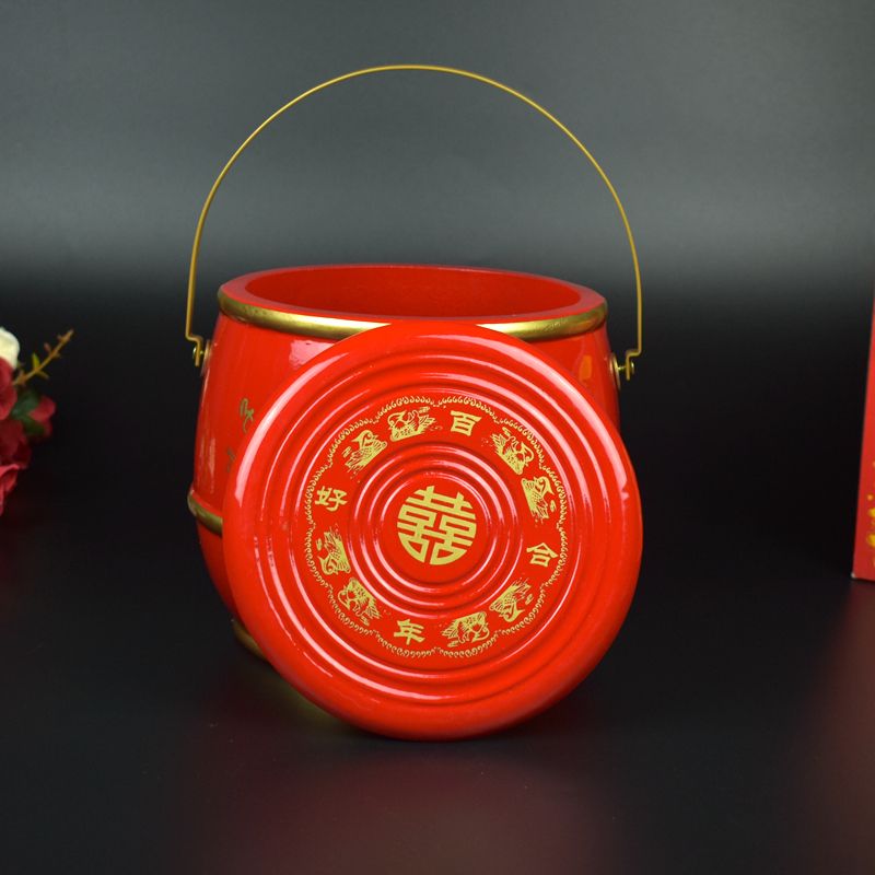 Wooden Children And Grandchildren Bucket Wedding Decoration Treasure Bucket Specification drawing