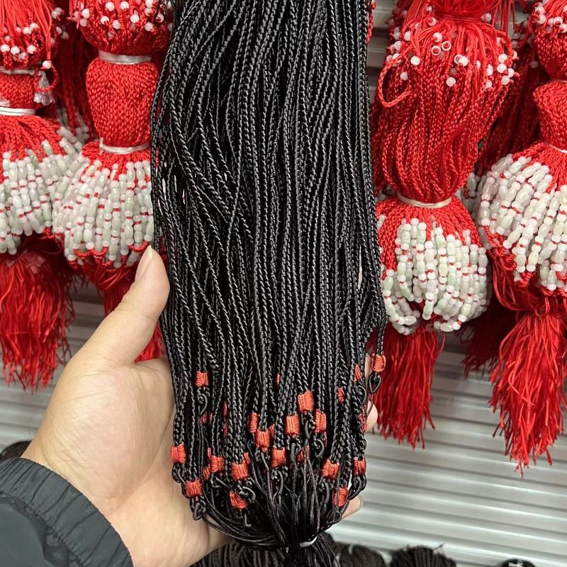 0.45 hand-woven medium-thick dragon rope, non-adjustable beeswax amber alloy pendant lanyard details Picture
