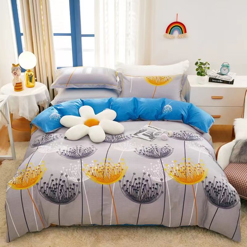 New product feedback: Simple Korean-style all-cotton twill four-piece bedding set, quilt cover, four-piece home textile bed sheet and quilt cover