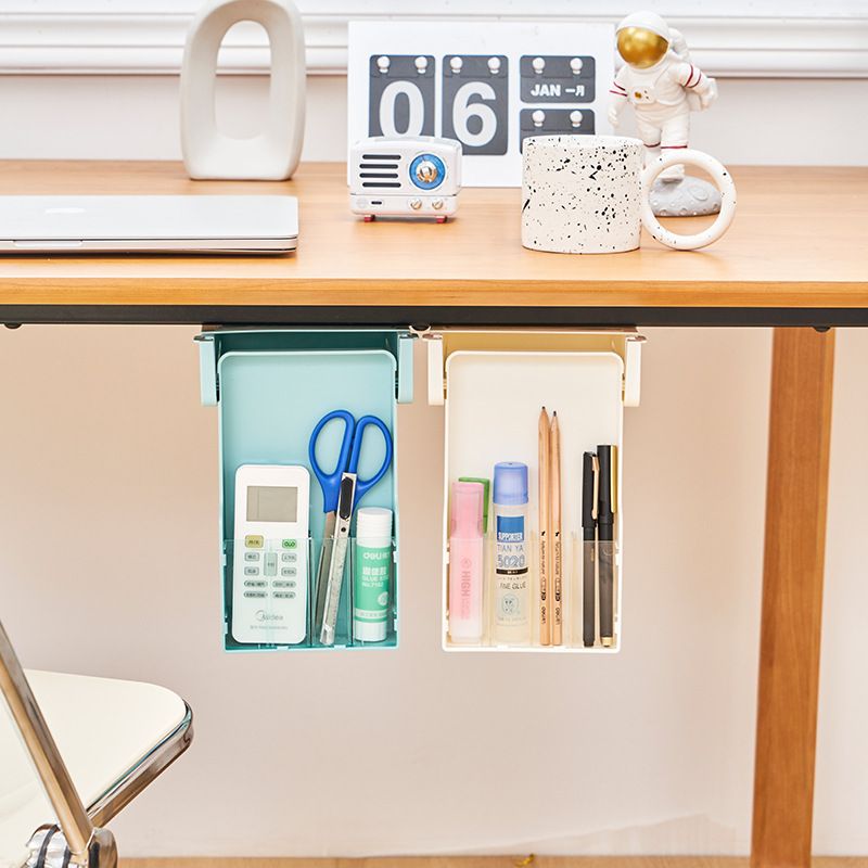 A solid-color hidden adjustable small drawer storage box with no holes or marks under the desk in the office dormitory Application Scenario