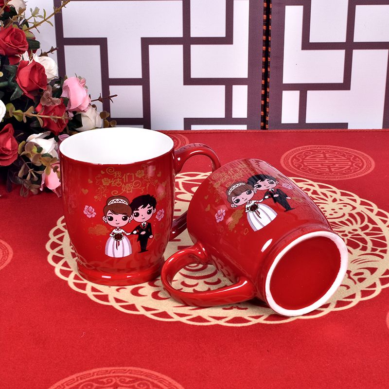 Spot Couple Mug Wedding Festival Festival Supplies Cartoon Creative Wholesale details Picture