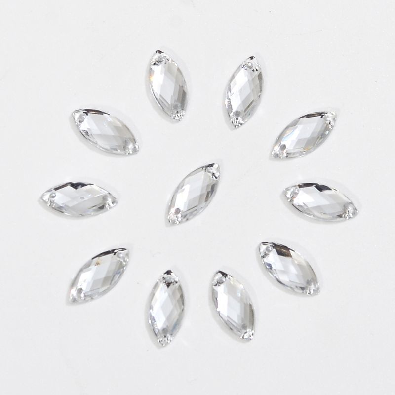 7*15台湾亚克力钻石 马眼格子面网面双孔手缝亚克力散珠彩色格子ab钻