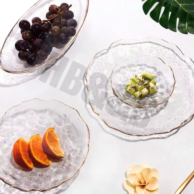 Glass Bowl Gold Rim details Picture