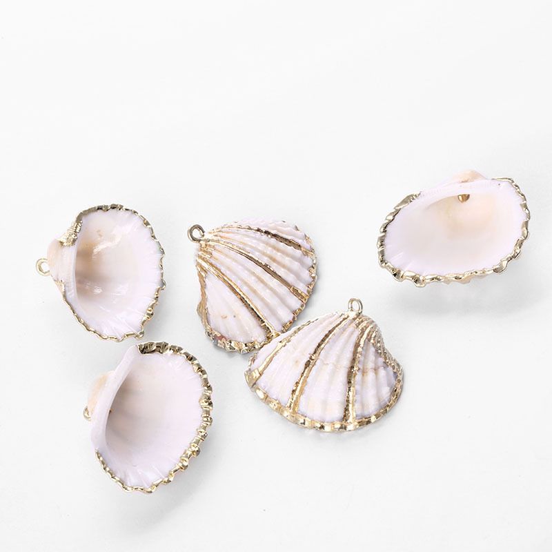 Gold-rimmed natural shell jewelry accessories, niche and light luxury necklaces, pendants, diy handcrafted earrings, wholesale Specification image