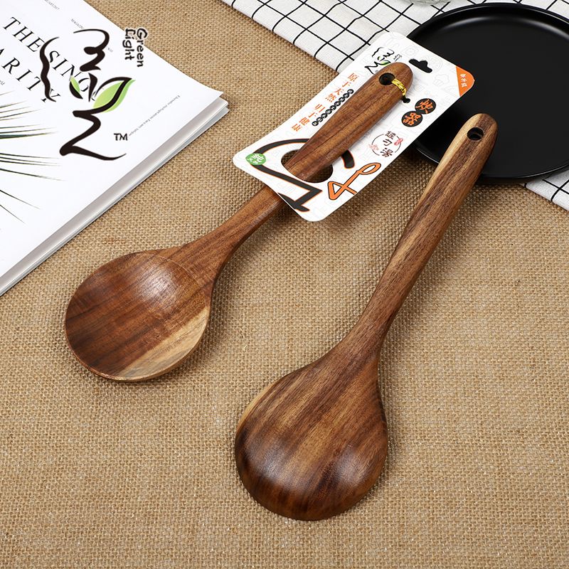 Acacia wooden spoon 31*8CM, large soup spoon, high-quality solid wood kitchen cooking spatula, household wooden spoon, salad spoon, rice mixing spoon details Picture