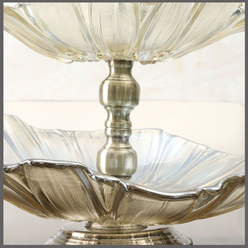 超大双层欧式家用水晶玻璃创意水果盘定制 厂家条纹双层透明果盘详情图3
