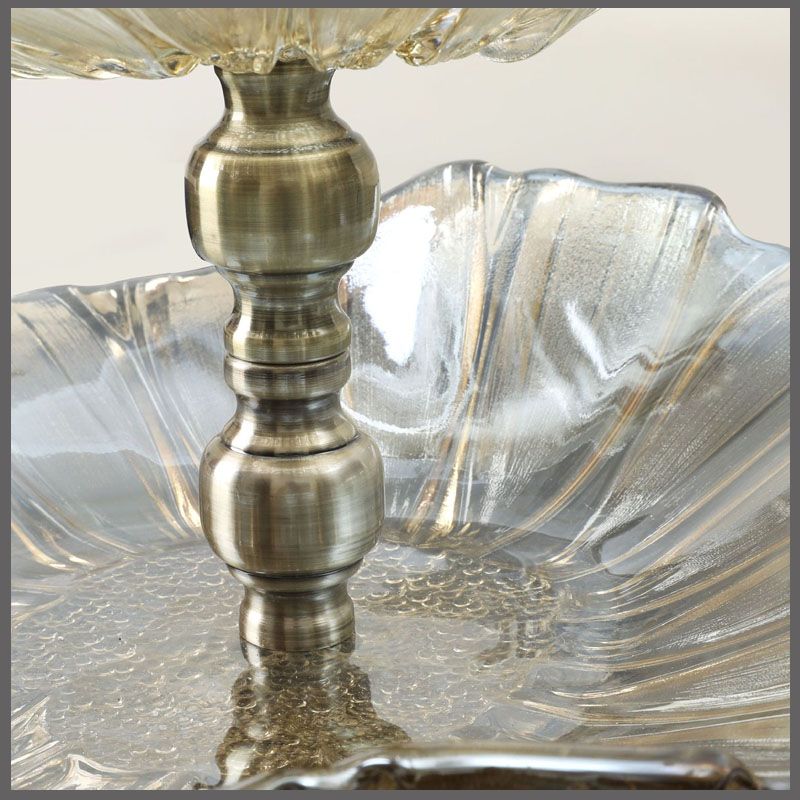 超大双层欧式家用水晶玻璃创意水果盘定制 厂家条纹双层透明果盘详情图2