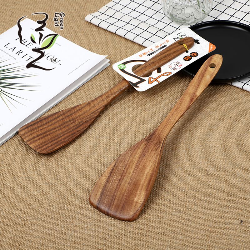 Acacia wood spatula 32*7.5, special wooden spatula for non-stick pans, large-curved upturned spatula, high-temperature resistant long-handled spatula details Picture