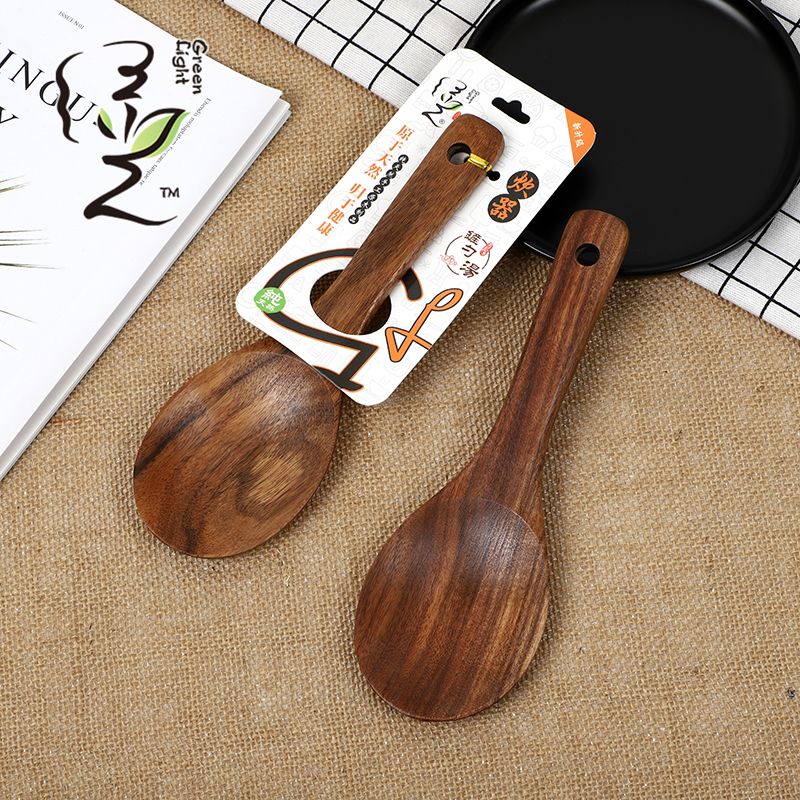 Acacia wood strainer, large soup spoon, high-quality solid wood kitchen cooking spatula, household wooden spoon, salad spoon, rice mixing spoon