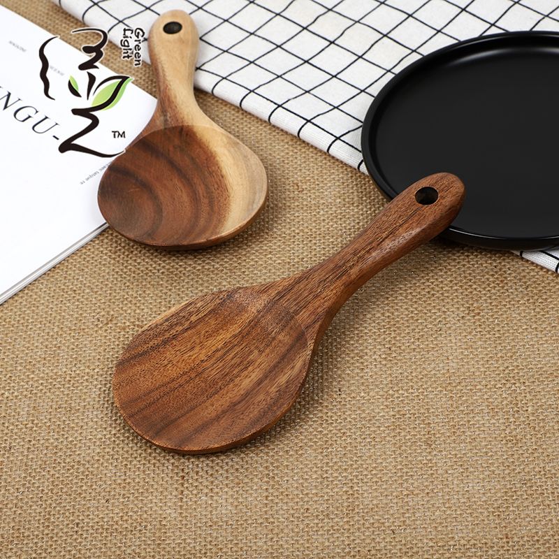 19*8CM acacia wooden spoon, large soup spoon, high-quality solid wood kitchen cooking spatula, household wooden spoon, salad spoon, rice mixing spoon Application Scenario