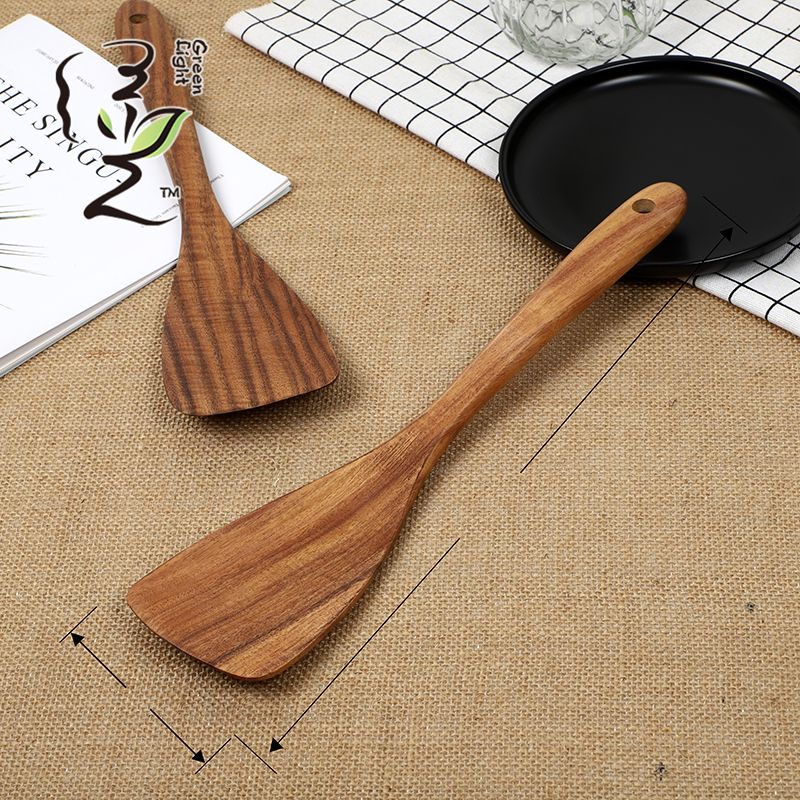 Acacia wood spatula 32*7.5, special wooden spatula for non-stick pans, large-curved upturned spatula, high-temperature resistant long-handled spatula Specification drawing