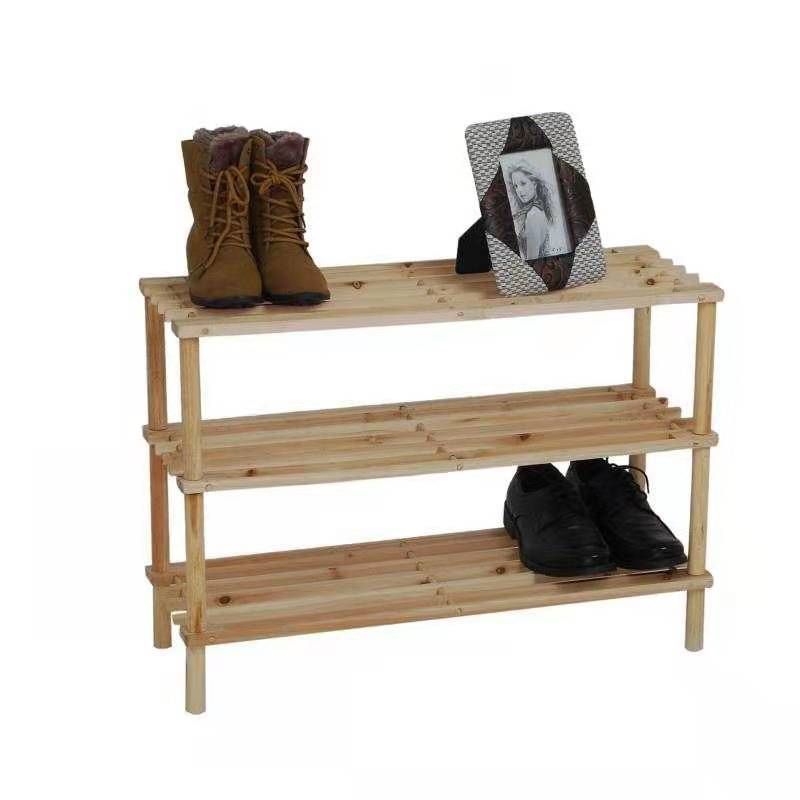 Refined wooden shoe rack