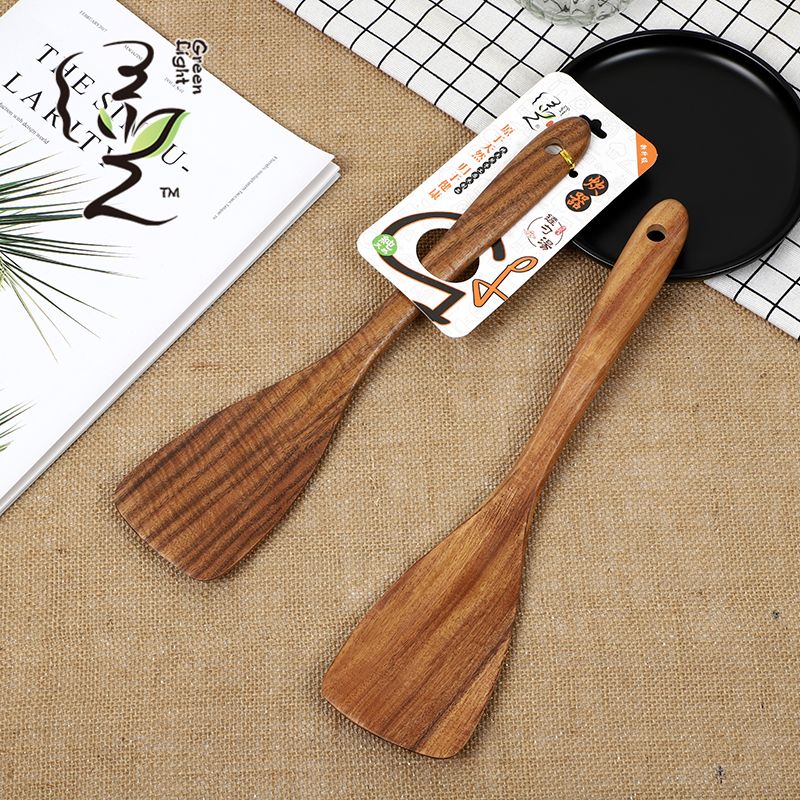 Acacia wood spatula 32*7.5, special wooden spatula for non-stick pans, large-curved upturned spatula, high-temperature resistant long-handled spatula full figure