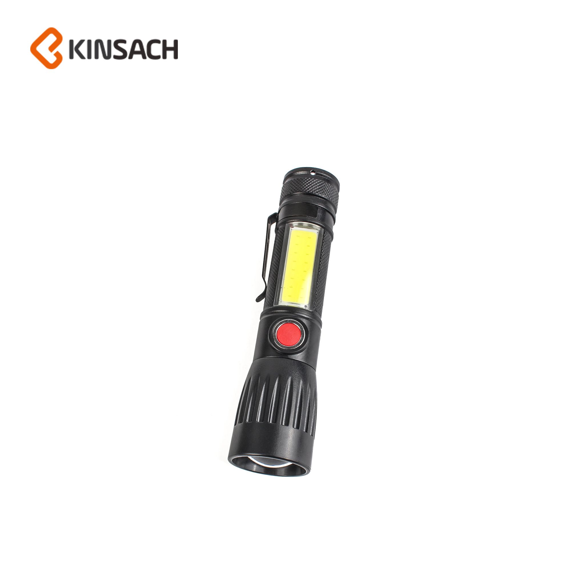 Mini rechargeable retractable focus bright light with side light flashlight led household outdoor plastic flashlight