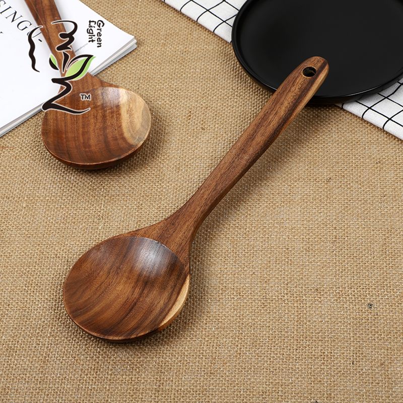 Acacia wooden spoon 31*8CM, large soup spoon, high-quality solid wood kitchen cooking spatula, household wooden spoon, salad spoon, rice mixing spoon Application Scenario