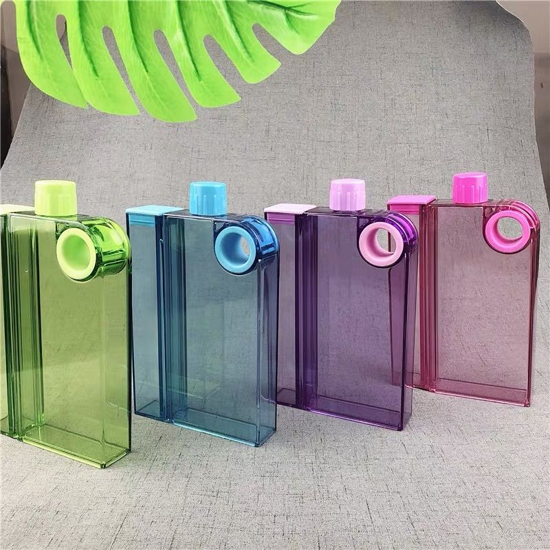 创意分体水杯蓝色个性冷水壶学生男女生茶便携方形扁平塑料599
