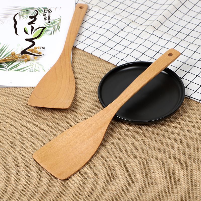 Solid wood spatula, 33*7.5 touch non-stick pan spatula, household non-stick pan spatula, wooden spoon, high-temperature resistant wooden cooking spatula Specification image