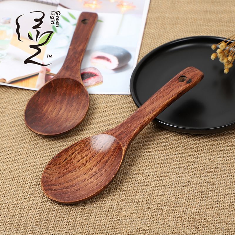 Green Light High-end premium old lacquer rice spoon 21*7 CM pointed tail rice spoon, wooden rice serving spoon, rice digging spatula, rice cooker spatula Specification drawing
