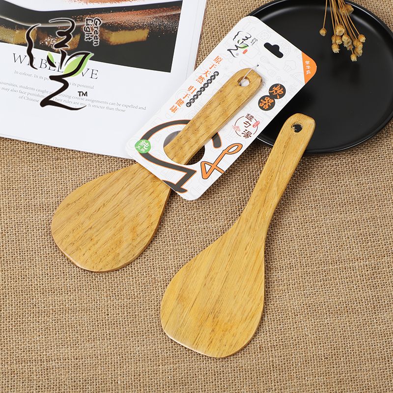Green Light high-end premium rice spoon, small round spatula, 20*7.5CM, wooden rice serving spoon, rice digging spatula, rice cooker spatula full figure
