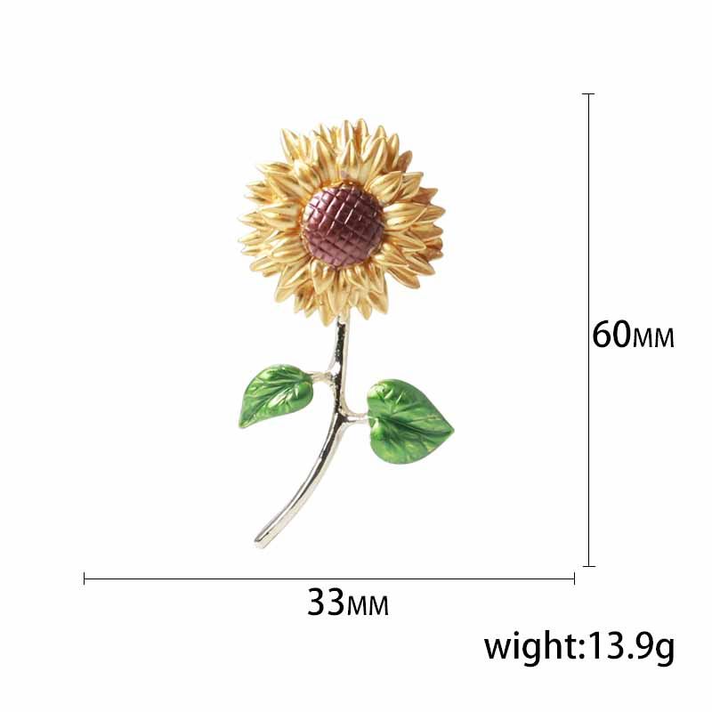 Factory direct sales, popular foreign trade oil-dripping sunflower brooches, fashionable clothes, suit accessories details Picture