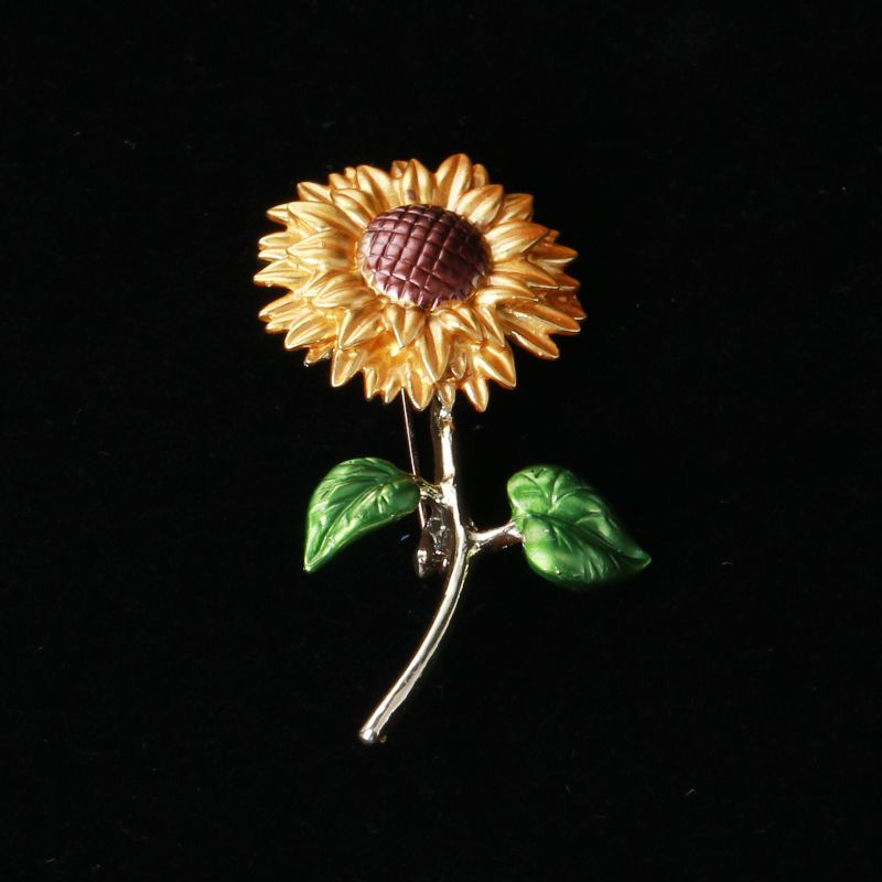Factory direct sales, popular foreign trade oil-dripping sunflower brooches, fashionable clothes, suit accessories Specification image