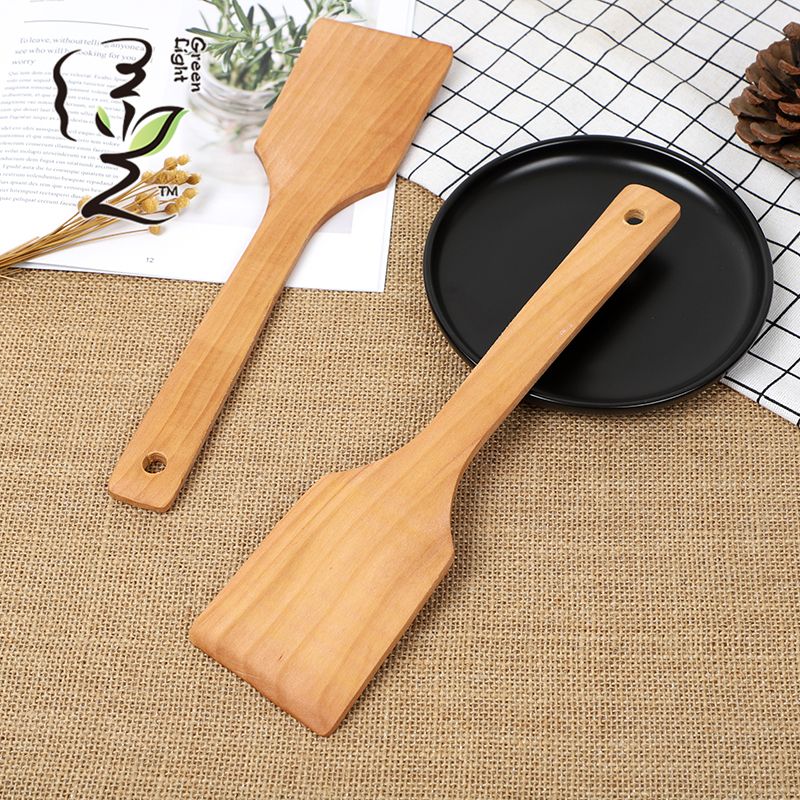 Solid wood spatula 27*7.5CM non-stick pan spatula, household non-stick pan spatula, wooden spoon, high-temperature resistant wooden cooking spatula details Picture