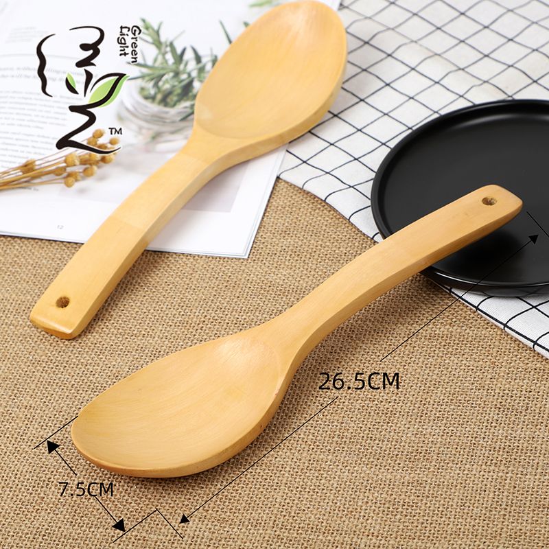 Solid wood long soup spoon 27*7.5CM, long-handled wooden soup spoon, household wooden spoon, large soup spoon, Japanese ramen spoon, and spoon for serving porridge and rice Application Scenario