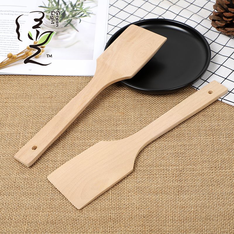 Solid wood unpainted spatula, 27*7.5CM, non-stick spatula, household non-stick spatula, wooden spoon, high-temperature resistant wooden cooking spatula details Picture