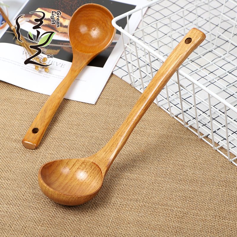 Green Light Card Insert premium oil spoon 27*8CM long-handled wooden soup spoon, household wooden spoon, large soup spoon, Japanese ramen spoon, porridge and rice serving spoon Specification drawing